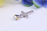 Small Cubic Zirconia set Cross Necklace, made from solid Sterling Silver
