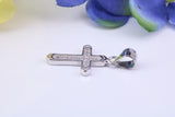 Small Cubic Zirconia set Cross Necklace, made from solid Sterling Silver