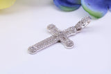 34 mm Long Cubic Zirconia Encrusted Cross Necklace, made from solid Sterling Silver