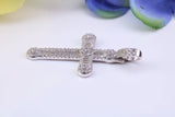 34 mm Long Cubic Zirconia Encrusted Cross Necklace, made from solid Sterling Silver