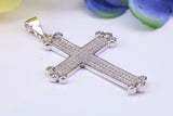 46 mm Long Cubic Zirconia Encrusted Cross Necklace, made from solid Sterling Silver