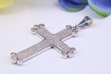 46 mm Long Cubic Zirconia Encrusted Cross Necklace, made from solid Sterling Silver