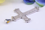 46 mm Long Cubic Zirconia Encrusted Cross Necklace, made from solid Sterling Silver