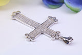 46 mm Long Cubic Zirconia Encrusted Cross Necklace, made from solid Sterling Silver