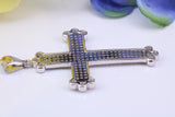 46 mm Long Cubic Zirconia Encrusted Cross Necklace, made from solid Sterling Silver