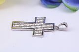 35 mm Long Cubic Zirconia Encrusted Cross Necklace, made from solid Sterling Silver