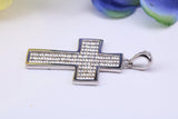 35 mm Long Cubic Zirconia Encrusted Cross Necklace, made from solid Sterling Silver