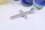 Small Cubic Zirconia set Cross Necklace, made from solid Sterling Silver