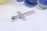 Small Cubic Zirconia set Cross Necklace, made from solid Sterling Silver