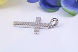 Small Cubic Zirconia set Cross Necklace, made from solid Sterling Silver