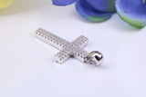 Small Cubic Zirconia set Cross Necklace, made from solid Sterling Silver