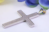 50 mm Long Cubic Zirconia Encrusted Cross Necklace, made from solid Sterling Silver