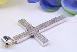 50 mm Long Cubic Zirconia Encrusted Cross Necklace, made from solid Sterling Silver