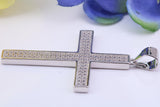 50 mm Long Cubic Zirconia Encrusted Cross Necklace, made from solid Sterling Silver