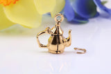 Teapot Charm, Made from Solid Cast Yellow Gold, Complete with Attachment Link