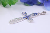 40 mm Long Patterned Cross, Made From Solid Cast Silver