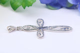 40 mm Long Patterned Cross, Made From Solid Cast Silver