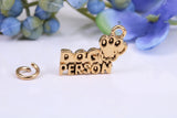 Dog Person Charm, Made from Solid Cast Yellow Gold, British Hallmarked, Complete with Attachment Link