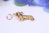 Dachshund Dog Charm, Made from Solid Cast Yellow Gold, Complete with Attachment Link