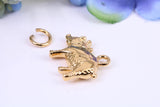 Farm Pig Charm, Made from Solid Yellow Gold, British Hallmarked, Complete with Attachment Link