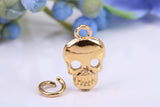 Skull Charm, Made from Solid Cast Yellow Gold, British Hallmarked