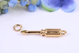 Screwdriver Charm, Made from Solid Cast Yellow Gold, British Hallmarked