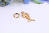 Fishbone Charm, Made from Solid Cast Yellow Gold, British Hallmarked, Complete with Attachment Link