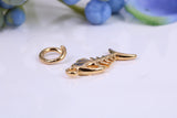 Fishbone Charm, Made from Solid Cast Yellow Gold, British Hallmarked, Complete with Attachment Link