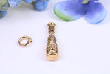 Champagne Bottle Charm, Made from Solid Cast Yellow Gold, British Hallmarked