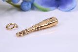 Champagne Bottle Charm, Made from Solid Cast Yellow Gold, British Hallmarked