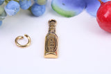 Beer Bottle Charm, Made From Solid Cast Yellow Gold with British Hallmark