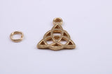Trinity Knot Charm, Traditional Charm, Made from Solid 14K Yellow Gold, British Hallmarked, Complete with Attachment Link