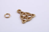Trinity Knot Charm, Traditional Charm, Made from Solid 14K Yellow Gold, British Hallmarked, Complete with Attachment Link