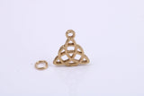 Trinity Knot Charm, Traditional Charm, Made from Solid 14K Yellow Gold, British Hallmarked, Complete with Attachment Link