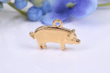 Pig Charm, Traditional Charm, Made from Solid Yellow Gold, British Hallmarked, Complete with Attachment Link
