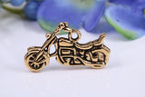 Motorbike Charm, Made from Solid Cast Yellow Gold, British Hallmarked, Complete with Attachment Link