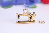 Vintage Sewing Machine Charm, Traditional Charm, Made from Solid Cast Yellow Gold, British Hallmarked