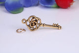 Key Charm, Traditional Charm, Made from Solid Cast Yellow Gold, British Hallmarked