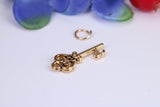 Key Charm, Traditional Charm, Made from Solid Cast Yellow Gold, British Hallmarked