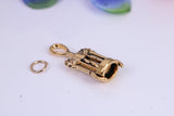 Wine Bottle Opener Charm, Traditional Charm, Made from Solid Cast Yellow Gold, British Hallmarked