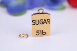 Bag of Sugar Charm, Traditional Charm, Made from Solid Cast Yellow Gold, British Hallmarked