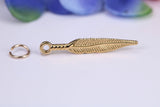 Feather Charm, Traditional Charm, Made from Solid Cast Yellow Gold, British Hallmarked