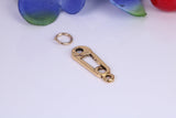 Safety Pin Charm, Traditional Charm, Made from Solid Cast Yellow Gold, British Hallmarked
