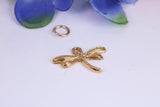 Dragonfly Charm, Traditional Charm, Made from Solid Cast Yellow Gold, British Hallmarked