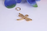 Dragonfly Charm, Traditional Charm, Made from Solid Cast Yellow Gold, British Hallmarked