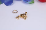 Dolphin Charm, Traditional Charm, Made from Solid Cast Yellow Gold, British Hallmarked