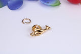 Dolphin Charm, Traditional Charm, Made from Solid Cast Yellow Gold, British Hallmarked
