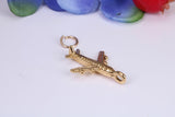 Airplane Charm, Traditional Charm, Made from Solid Cast Yellow Gold, British Hallmarked