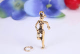 Girl Jogging Charm, Traditional Charm, Made from Solid Cast Yellow Gold, British Hallmarked
