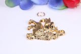 Rule Britannia Lion Charm, Made from Solid Cast Yellow Gold, British Hallmarked